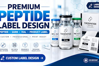 design premium peptide label, peptide sarms, vial label, product label design