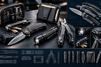 design everyday carry products, knives, keychains, wallets, flashlights, sling