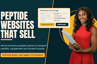 design woocommerce peptide website research peptide store supplement website