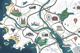 design custom map flyer, tourist map, travel map, event map, visitor map