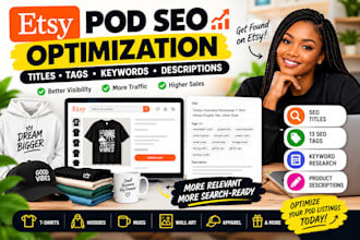 optimise esty pod listing titles tags keyword description higher SEO ranking