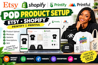 setup upload esty shopify print on demand product printify printiful