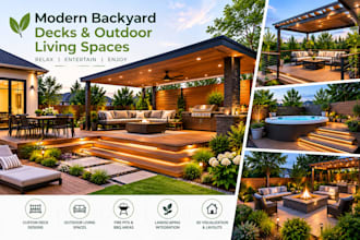 design modern backyard decks and outdoor living spaces with 3d rendering