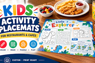 design custom kids activity placements for restaurants