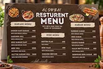 design amazing editable food restaurant menu