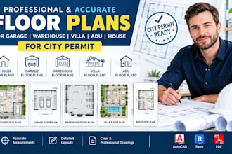 design garage, warehouse, villa, adu and 2d house floor plans for city permit