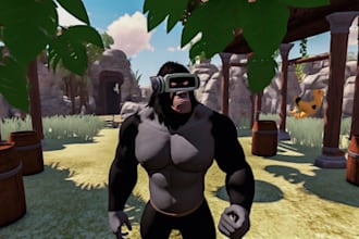 create a custom gorilla tag fan game, vr game, player model in unity and blender
