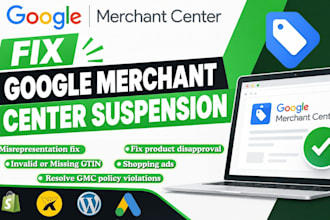 fix google merchant center suspension and misrepresentation