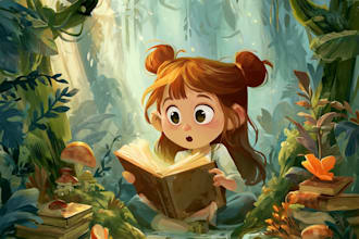 children story book illustration, story book, book illustration