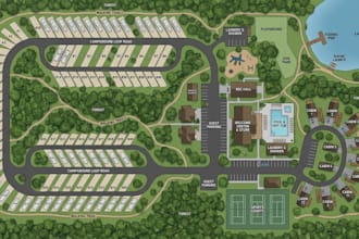 create custom rv park maps, campground maps, site plans and layout maps