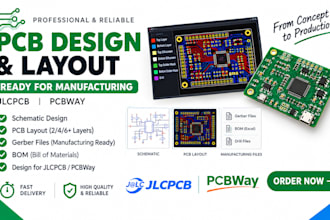 design circuit, pcb layout ready for jlcpcb and pcbway manufacturing