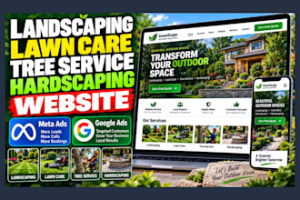 design landscaping, lawn care, tree service, hardscaping website google meta ads