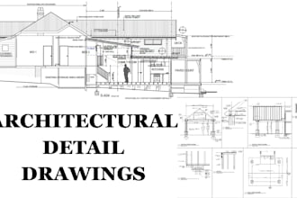 do construction detail drawing, architectral details, cad drafting, roof details
