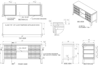 create furniture cad drawings and 3d models for manufacturing