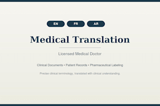 translate medical documents in english, french and arabic