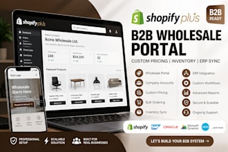 build shopify plus b2b wholesale portal, custom pricing, inventory and erp sync