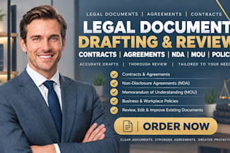 draft and review legal contracts, agreements, nda, mou and policies
