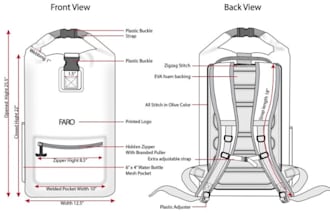create baby carrier technical drawings and production tech pack