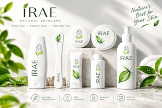 create luxury cosmetic label, skincare branding and packaging design