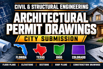 do structural, architectural permit drawings for usa city permit approval