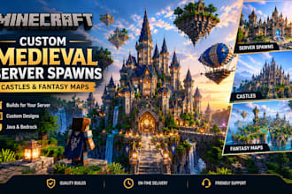 build a custom minecraft medieval server spawn, castle or maps for your server
