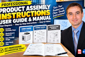 create product assembly instructions, user guide and instruction manual