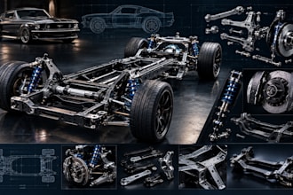 design automotive chassis, car frames, mustang parts, subframes and suspension