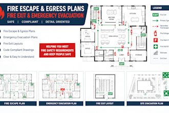 design fire escape, egress, emergency evacuation and fire exit plans