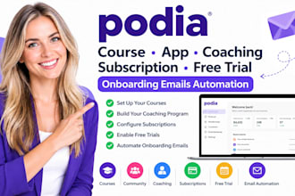 podia course app coaching subcription free trial onboarding emails automation