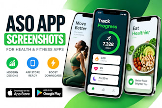design aso app screenshots for health and fitness apps