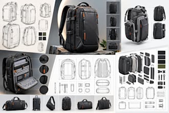create professional backpack, luggage and travel bag product designs