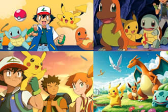 draw fakemon or pokemon art, pokemon trainer anime for tcg pokemon card