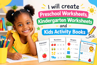 create preschool worksheets, kindergarten worksheets and kids activity books