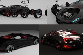 create realistic 3d car modeling, automotive design and car rendering