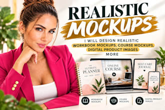 design realistic workbook mockups course mockups and digital product images
