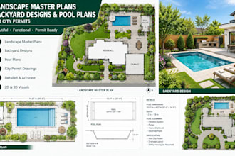 create landscape master plans, backyard designs and pool plans for city permits