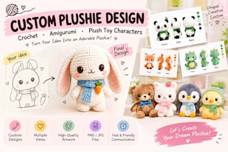 design custom crochet plushies amigurumi plush toy characters