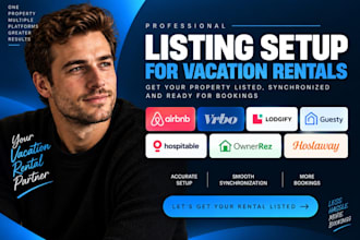 setup listing on airbnb, lodgify, guesty, vrbo, hospitable, ownerrez, hostaway
