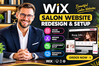 do wix salon website redesign, online booking, service menu appointment setup