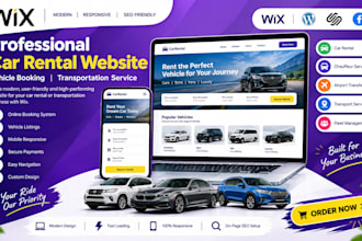 design wix car rental website vehicle booking and transportation service websit