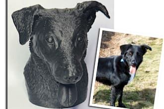 create a print ready 3d animal portrait digital file