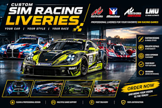 create custom sim racing livery for assetto corsa, iracing and acc