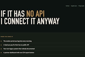 do api integration, reverse engineer any private api and build a python wrapper