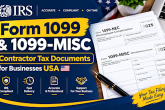 prepare irs form 1099 and 1099 misc contractor tax documents for businesses USA