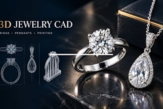 do jewelry 3d cad design for engagement rings pendant  printing and rendering