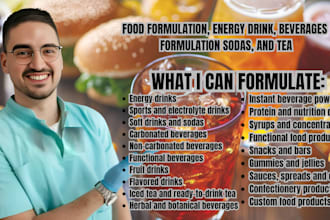 formulate food products, energy drinks, beverages, soda and tea