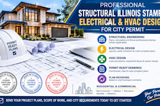 provide structural illionis stamps electrical hvac design for city permit