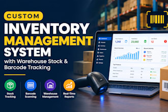 custom inventory management system with warehouse stock and barcode tracking