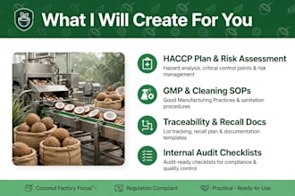 create brcgs haccp and gmp documents for your coconut mill