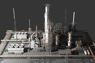 create 3d refinery, oil and gas plant models and industrial 3d design